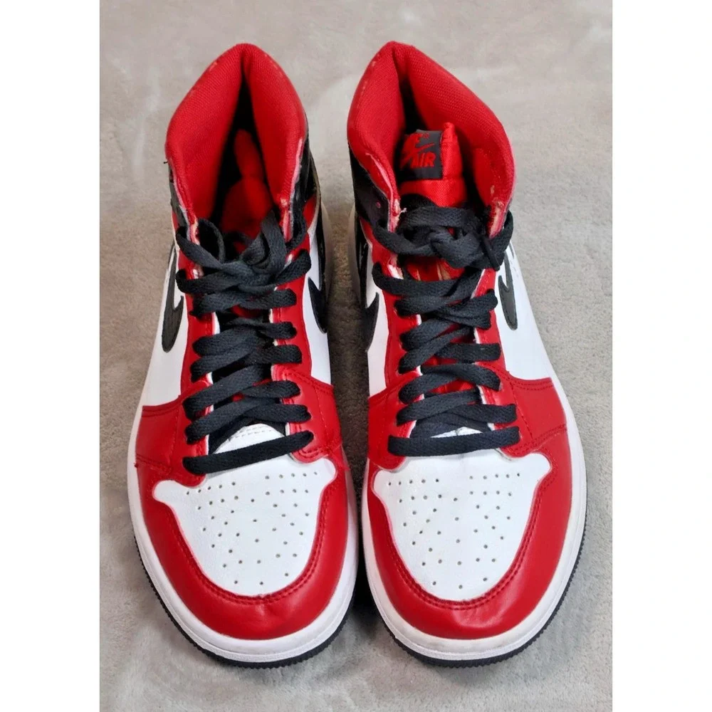 Nike Air Jordan‎ 1 Shoes Mens Size 7 Red White Black Satin Snake CD0461-601